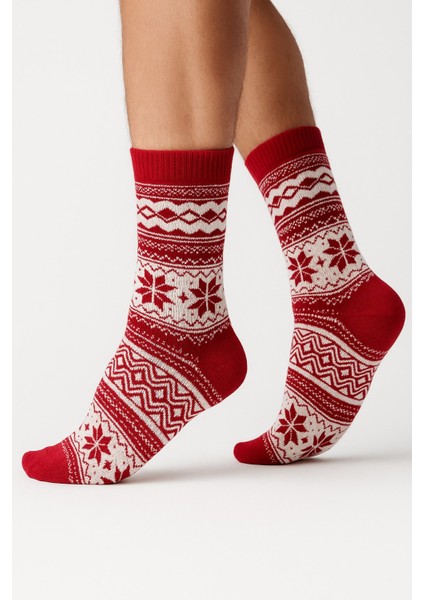 Erkek Yılbaşı Soket Çorap – Pamuklu, Desenli, Sıcak Tutan Noel Temalı 40-45 Numara