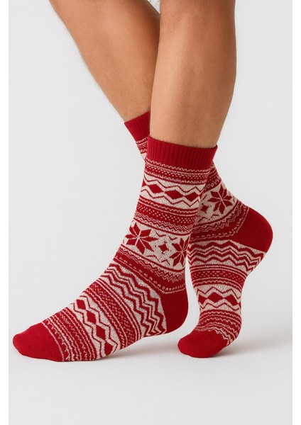Erkek Yılbaşı Soket Çorap – Pamuklu, Desenli, Sıcak Tutan Noel Temalı 40-45 Numara fiyatları