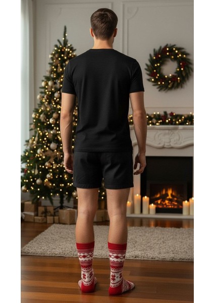 Erkek Yılbaşı Soket Çorap – Pamuklu, Desenli, Sıcak Tutan Noel Temalı 40-45 Numara