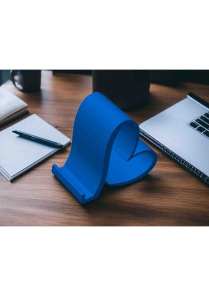 Kalp Şeklinde Cep Telefonu Tutucu | Aşk Temalı Masaüstü Standı | Universal Uyumlu Dekoratif Telefon Aparatı Mavi modelleri