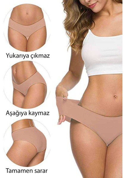 5 Adet Kadın Dikişsiz Lazer Kesim Esnek Iz Yapmayan Külot Ten fırsatları