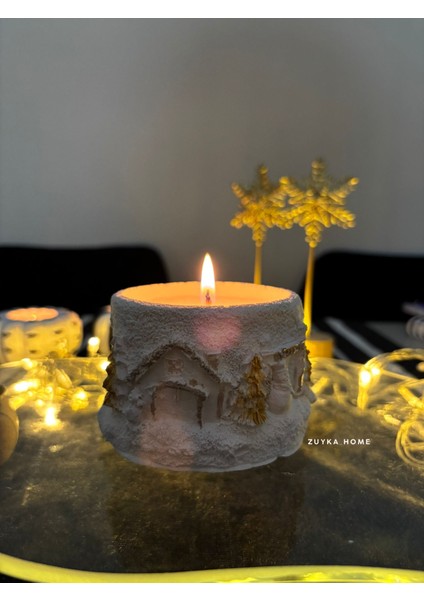 Kış ve Ev Temalı Dekoratif Soyawax Mum Hediyelik Kar Küresi Mum modelleri