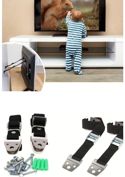2 Takım LCD Tv Askısı Dolap Gardırop Kitaplık Sabitleme Bebek Çoçuk Koruma Deprem Güvenlik Kemeri fiyatları