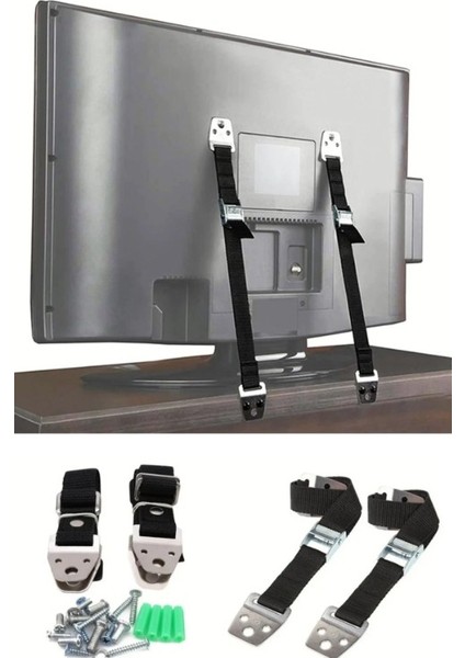 2 Takım LCD Tv Askısı Dolap Gardırop Kitaplık Sabitleme Bebek Çoçuk Koruma Deprem Güvenlik Kemeri modelleri
