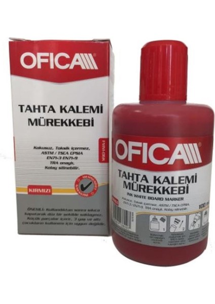 Ofica Tahta Kalem Mürekkebi 20 ml Kırmızı FMM-05K-12 Li Paket-12-Lı-Pkt