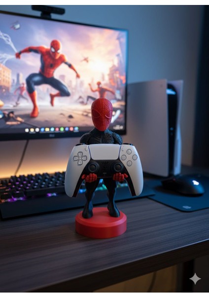 Örümcek Adam Figürlü Ps5 Kol Tutucu – Dekoratif Gamepad Standı | Masa Üstü Konsol Aksesuarı