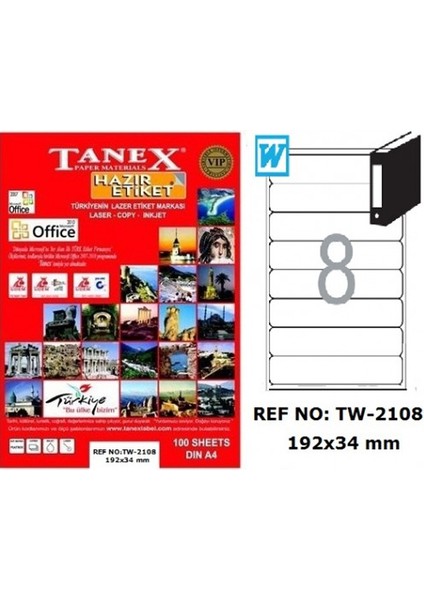 Tanex Laser Etiket 100 Yp 192X34 Laser-Copy-Inkjet TW-2108 fiyatları