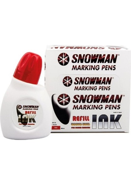 Snowman Tahta Kalem Mürekkebi 30 cc Kırmızı BN-1A K -12 Li Paket-12-Lı-Pkt