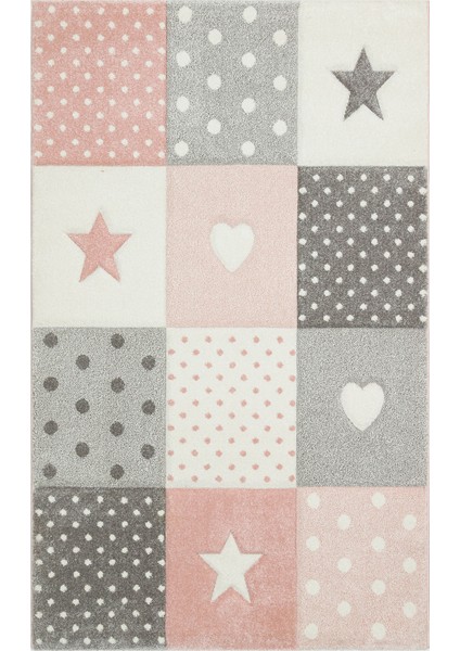 Dream 05 Grey Pınk Canlı Renkleri ve Hav Toz Vermez Yapısı ile Çocuk ve Bebek Odası Halısı
