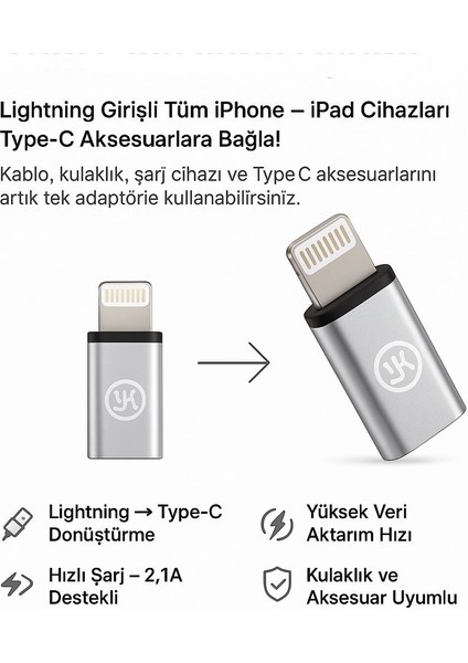 Lightning – Type-C Dönüştürücü Adaptör | iPhone Uyumlu Hızlı Şarj & Veri Aktarım Adaptörü fiyatları