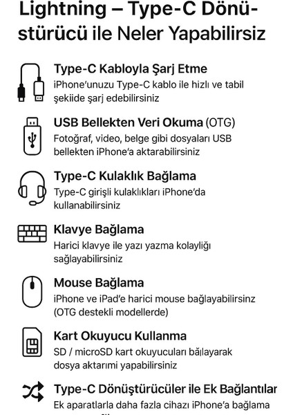 Lightning – Type-C Dönüştürücü Adaptör | iPhone Uyumlu Hızlı Şarj & Veri Aktarım Adaptörü indirimleri