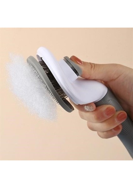 Buffer® Kedi Köpek Tüy Toplayıcı Kendini Temizleyebilen Ergonomik Rahat Evcil Hayvan Tarağı Gri