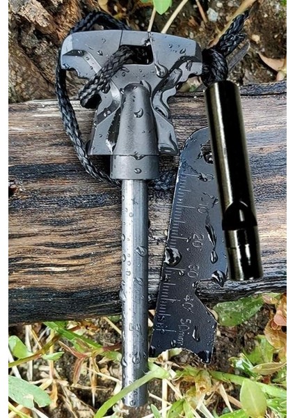 Buffer® Acil Durum Magnezyum Çubuk Çakmaktaşı Hayatta Kalma Ateş Başlatıcı Çakmak Kiti Düdük Hediyel