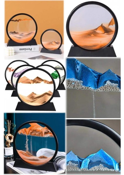 Ieg 7 Inç Mavi Orta Boy Dekoratif Yuvarlak Şık Kum Tablosu Modern Dekoratif Süs fırsatları