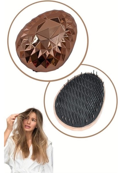 Buffer® Rose Gold Saç Düzleştirici Tarak Geniş Aralıklıher Saç Tipine Uygun Fırçalı Saç Düzleştiric