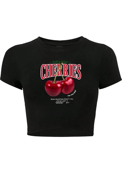 Kadın Cherries Crop T-Shirt