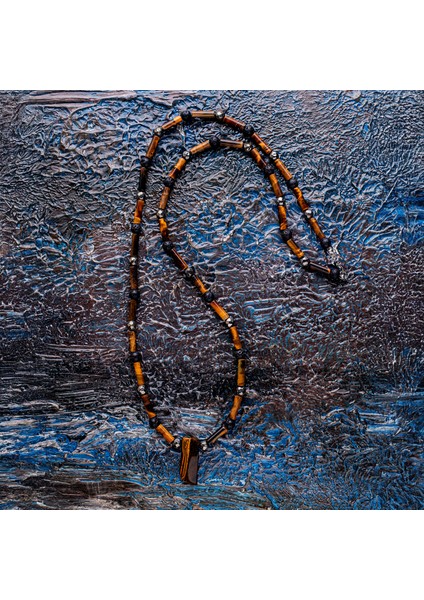 Pirit, Kaplan Gözü ve Lav Taşı Doğal Taş Erkek Kolye – Güç, Koruma ve Denge Kolyesi modelleri