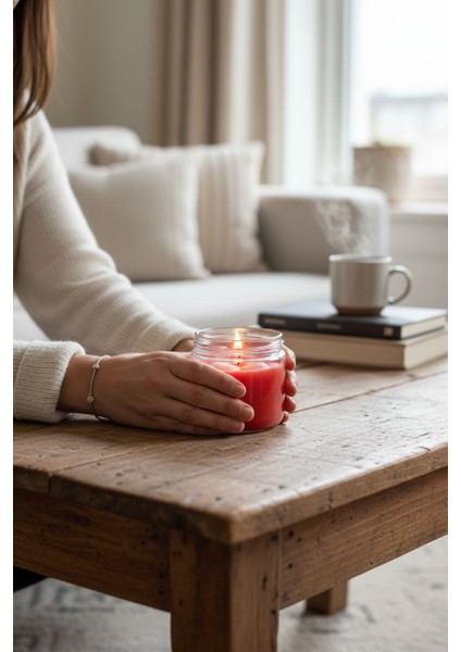 El Yapımı | Kalp Detaylı Romantik Kırmızı Kokulu Mum - Sevgiliye Hediye - Yıl Dönümü fiyatları