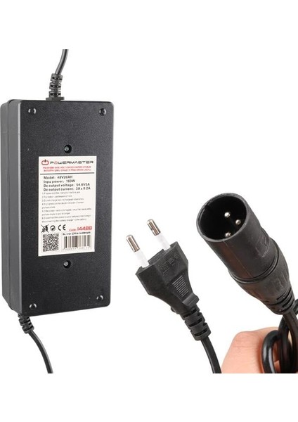Powermaster PM-14488 54.6 Volt 2.8-3.0 Amper Lithium Batarya Şarj Cihazı 3 Pinli Erkek Jacklı fiyatları