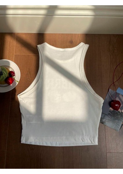 Kadın Have A Nice Weekend Cherry Kolsuz Halter Yaka Crop Atlet modelleri