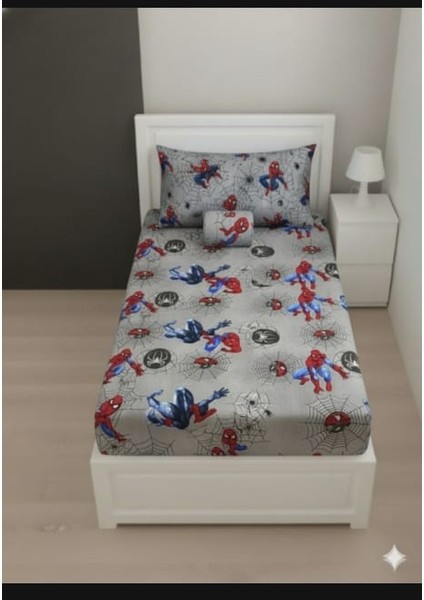 Gri Örümcek Adam Tek Kişilik Lastikli Çarşaf Seti