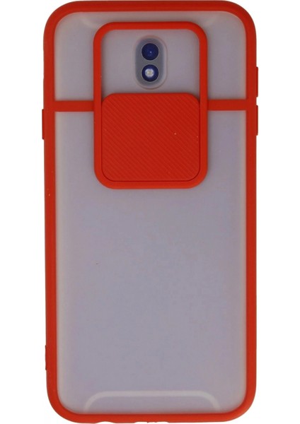 Ieg Samsung Galaxy J7 Pro / J730 Kılıf Palm Buzlu Kamera Sürgülü Silikon - Kırmızı