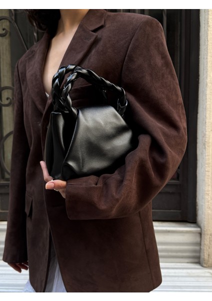 Ilot.ıstanbul | Örgü Saplı Yumuşak Dökümlü Pouch Çanta El Çantası Trend Clutch