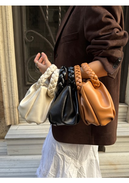 Ilot.ıstanbul | Örgü Saplı Yumuşak Dökümlü Pouch Çanta El Çantası Trend Clutch