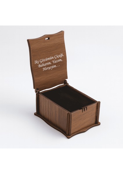 Hediye Notu Yazılı Kahverengi Ahşap Kolye Küpe Bileklik Set Takı Kutusu - M4 fiyatları