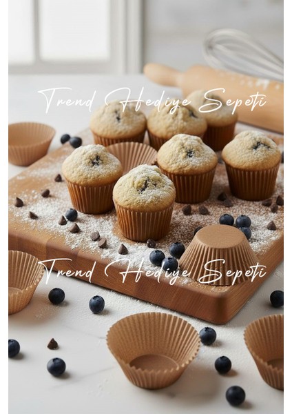 Takribi 100 Adet Büyük Boy Kraft Muffin Kek Kalıbı 50X40 mm , Doğal Cupcake Kağıdı , Brownie Kalıbı