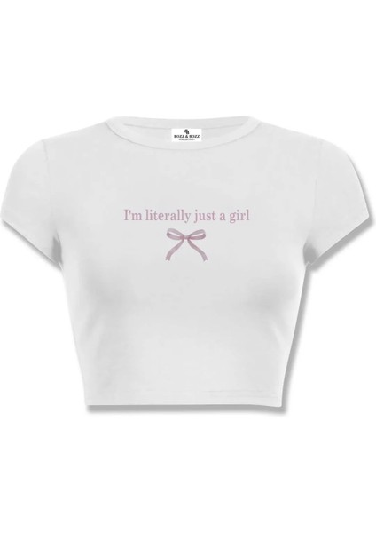 Kadın I'm Literally Just A Girl Crop T-Shirt