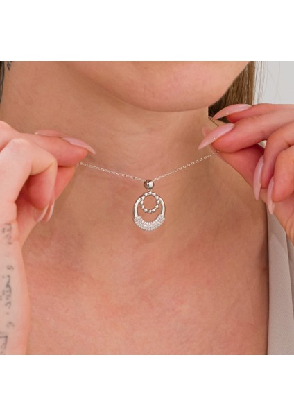 taşı Çelenk Kadın Gümüş Kolye