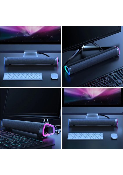 Bluetooth 5.0 Soundbar – Çift Hoparlörlü Rgb Işıklı Pc/tv/telefon Uyumlu USB Şarjlı 360° Surround Ses