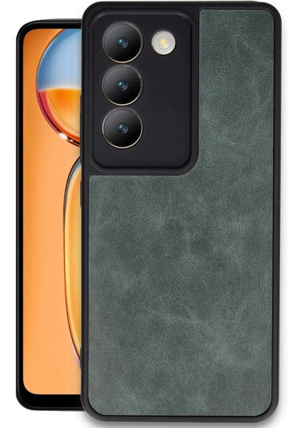 Vivo V30 Lite 4g Kılıf Aras Deri Kapak - Koyu Yeşil