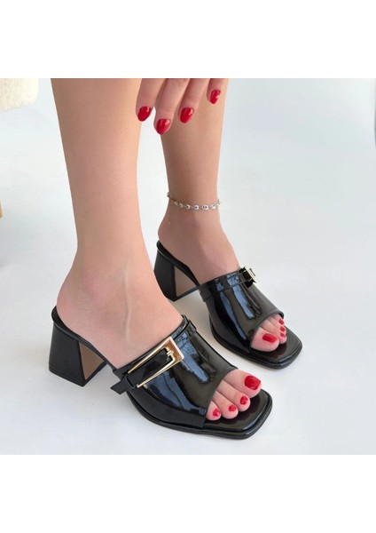 Ziva Siyah Rugan Topuklu Terlik fırsatları