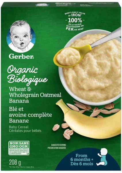 Organic Wheat& Wholegrain Oatmeal Banana-Buğday ve Tam Yulaflı Muzlu Kaşık Mama 6 Ay 208 Ge