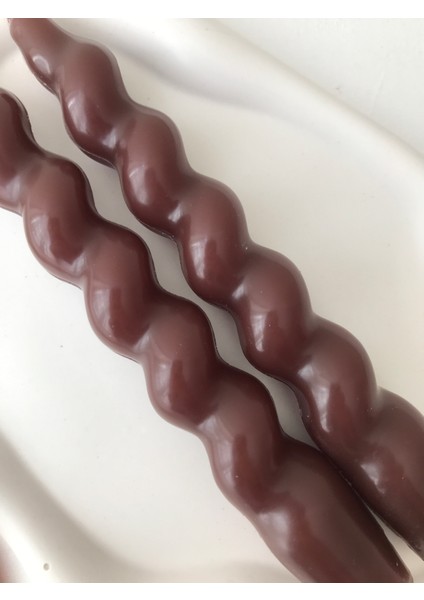 2'li Acı Kahve Burgulu Spiral Şamdan Mumu - Dekoratif Şamdan Mumu fiyatları