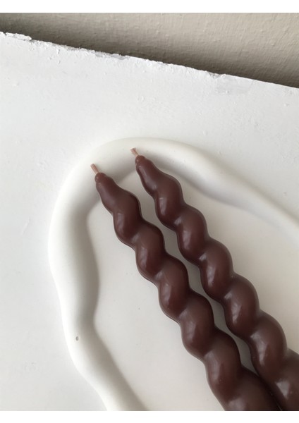 2'li Acı Kahve Burgulu Spiral Şamdan Mumu - Dekoratif Şamdan Mumu fırsatları