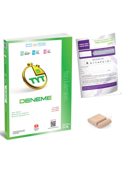 Tyt Fen Bilimleri Deneme / 25 Branş Deneme Üçdörtbeş - 345 / Yks 2026 + Tyt Deneme+Telefon Tutucu