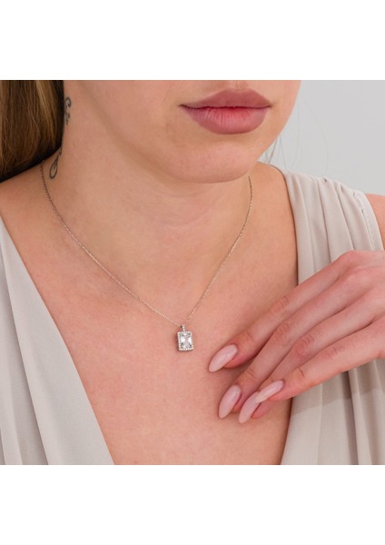 Baget Tek Taş Gümüş Kolye indirimleri