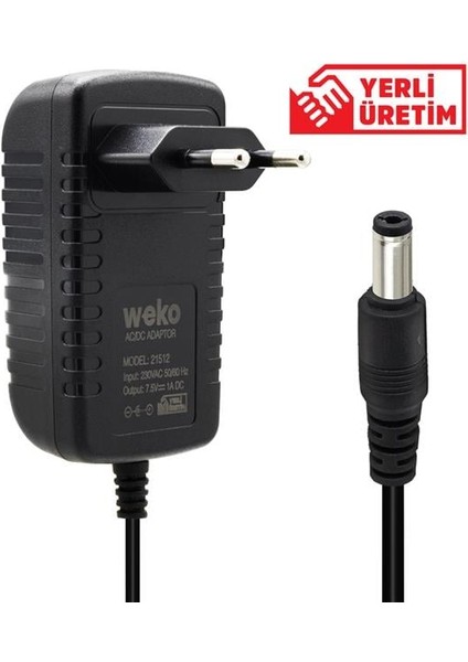 Weko 7.5 Volt - 1 Amper Priz Tipi Adaptör 5.5*2.5 Uç