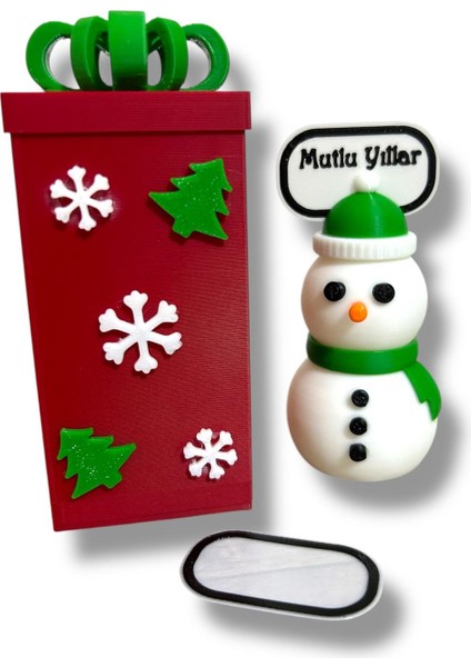 Kardan Adam ve Hediye Kutusu- Özelleştirilebilir Sevimli Hediyelik Kutulu Set- Yılbaşı modelleri