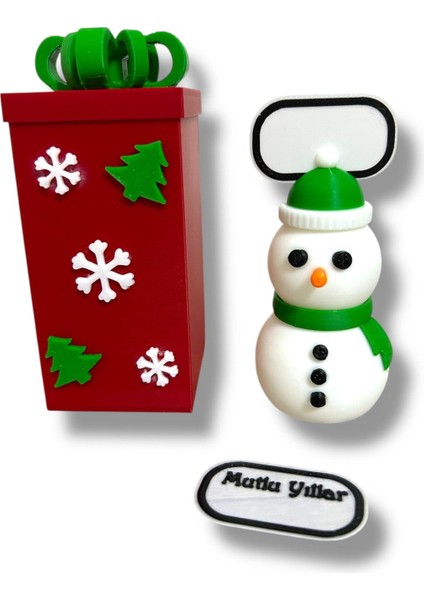 Kardan Adam ve Hediye Kutusu- Özelleştirilebilir Sevimli Hediyelik Kutulu Set- Yılbaşı fırsatları