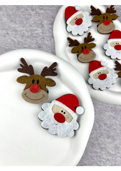 Geyik ve Noel Baba Saçsız Bebek Tokası 2’li Yılbaşı Tokası