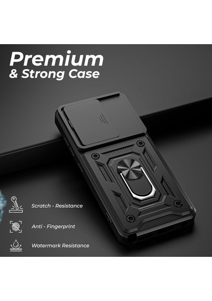 Xiaomi Redmi 15C Kılıf Kamera Korumalı Sürgülü Yüzüklü Standlı Armor Tank Kapak + Ekran Koruyucu Cam Set fırsatları