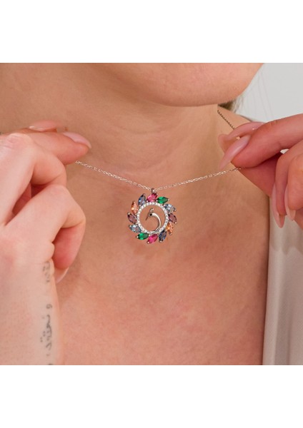 Tavus Kuşu Gümüş Kolye