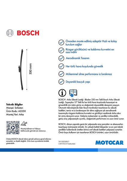 Arka Silecek [330 mm] (Volkswagen California T7 (2024>) fiyatları