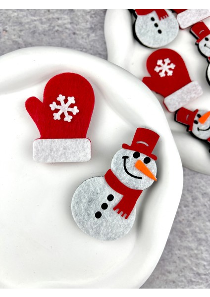 Kardan Adam ve Eldiven Saçsız Bebek Tokası 2’li