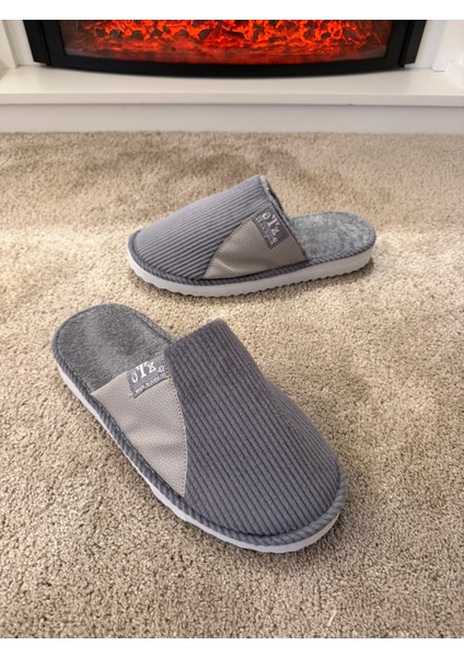 Erkek Sessiz Taban Çok Yumuşak ve Hafif Içi Yünlü Peluş Ev Terliği