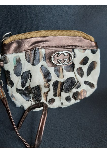 Mryart Beyaz Temalı Leopar Desenli Para Cüzdanı